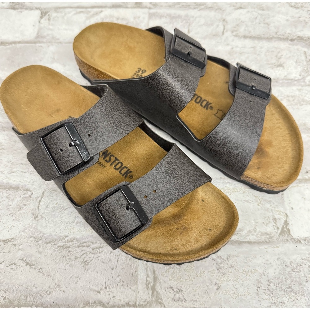 Birkenstock Dark Brown Sandals with Black Buckles